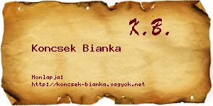 Koncsek Bianka névjegykártya